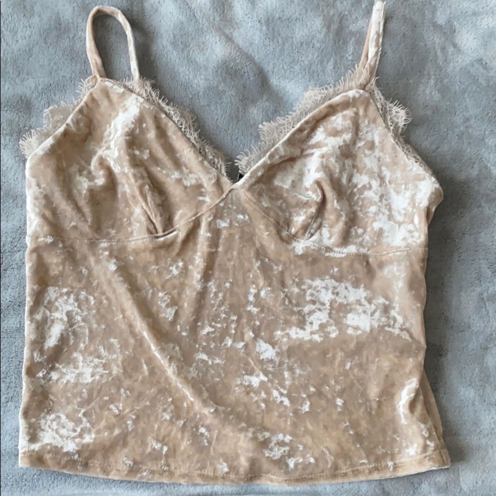 Cream Velvet cropped top with straps